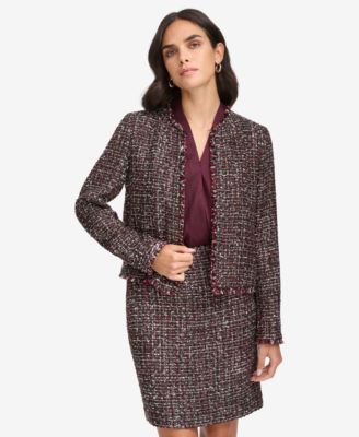 Petite Tweed Open Front Jacket