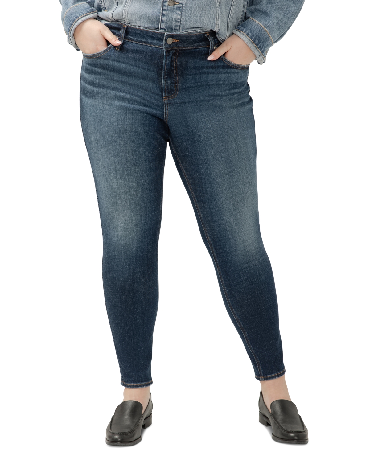 Silver Jeans Co. Plus Size Elyse Mid-Rise Comfort-Fit Skinny Jeans