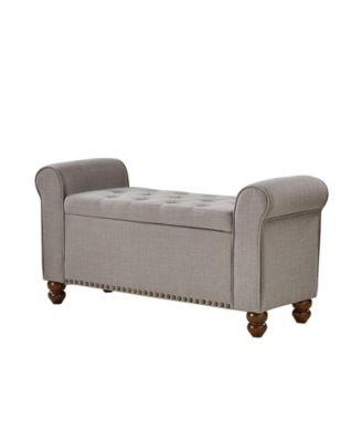 Transitional Carmen 43.7" Wide Storage Bench with Sturdy Wood Legs