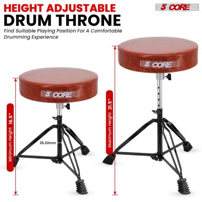 Drum Throne 3" Thick Padded Comfortable Guitar Stool Drummer Chair Adjustable Musician Seat - DS BLKCH CML BR
