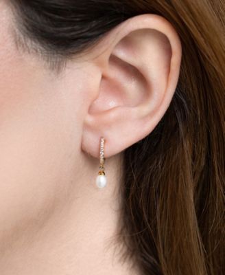 Crystal Freshwater Pearl Seaside Dangle Hoops