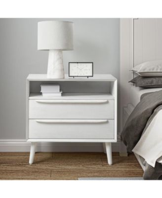 Kay Mid-century Modern 2 - Drawer End Table with  Built-In Outlets