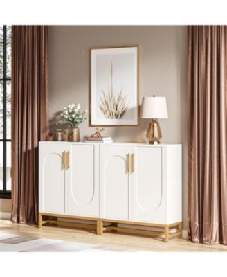 Modern Sideboards, Buffet Cabinet with 4 Doors and Adjustable Shelves