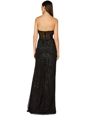 Women's Embellished Strapless Gown with Slit