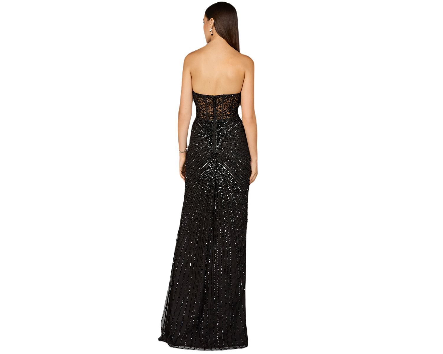 Women's Embellished Strapless Gown with Slit