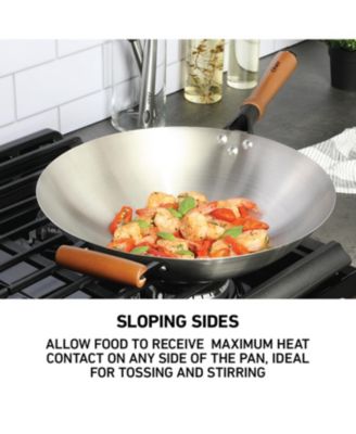 Sangerfield 14 Inch Carbon Steel Wok W/Wood Handles