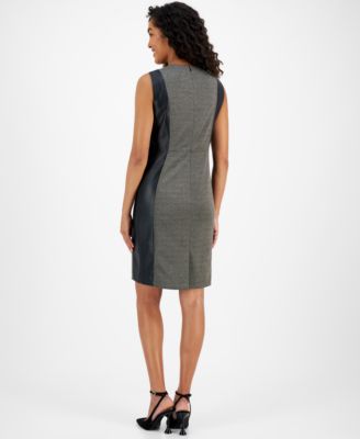 Kasper Women's Faux-Leather Side-Panel Sheath Dress - Macy's