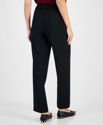 Women's Elastic Waist Pull-On Straight-Leg Pants, Regular & Petite