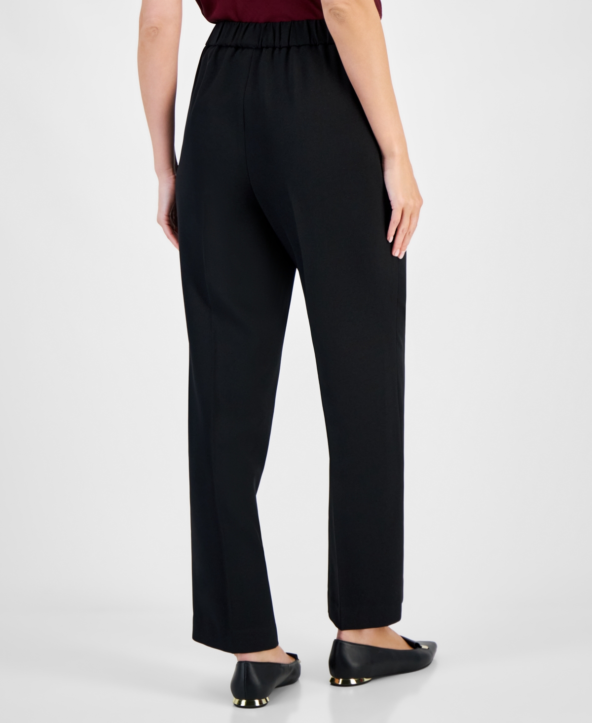 Kasper Petite Pull-On Straight-Leg Pants