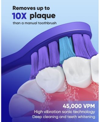 DY156 Sonic Electric Toothbrush for Adults, Rechargeable Battery Toothbrush Portable with 3 Brush Heads, 2 Mins 5 Modes Smart Timer, 45000VPM, On Charge for 60 Days