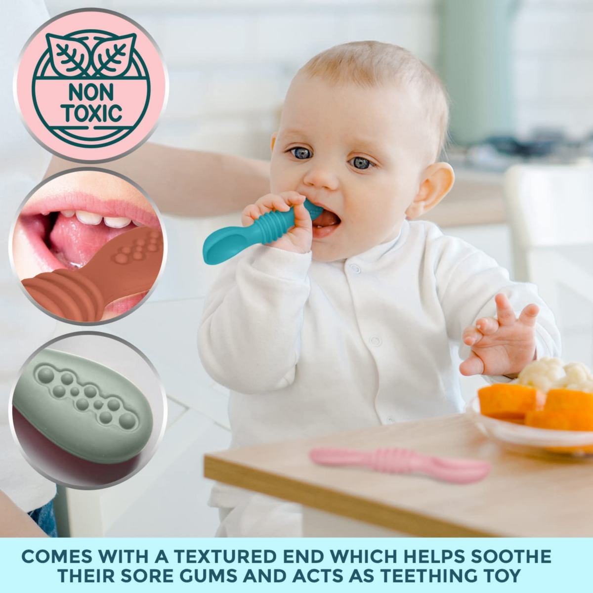 Sperric Baby Silicone Baby Spoons First Stage Feeding Spoon for Baby Led Weaning Bpa Lead Phthalate and Plastic Free, Great Gift SetPack