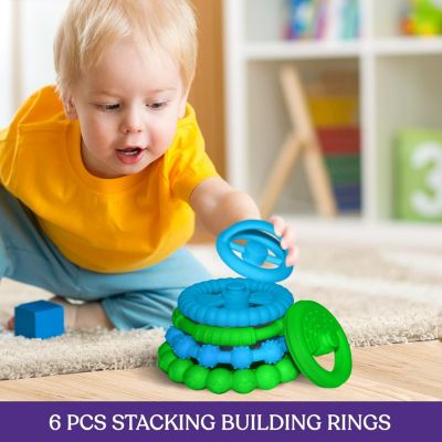 Toddler Stacking Silicone Stacking Toy – Premium Stacking Toys for Teething – Interactive and Fun Stacking Toys Made of Soft Silicone – Teeth Soothing 6-12 Month Toys Developmental Multicolor