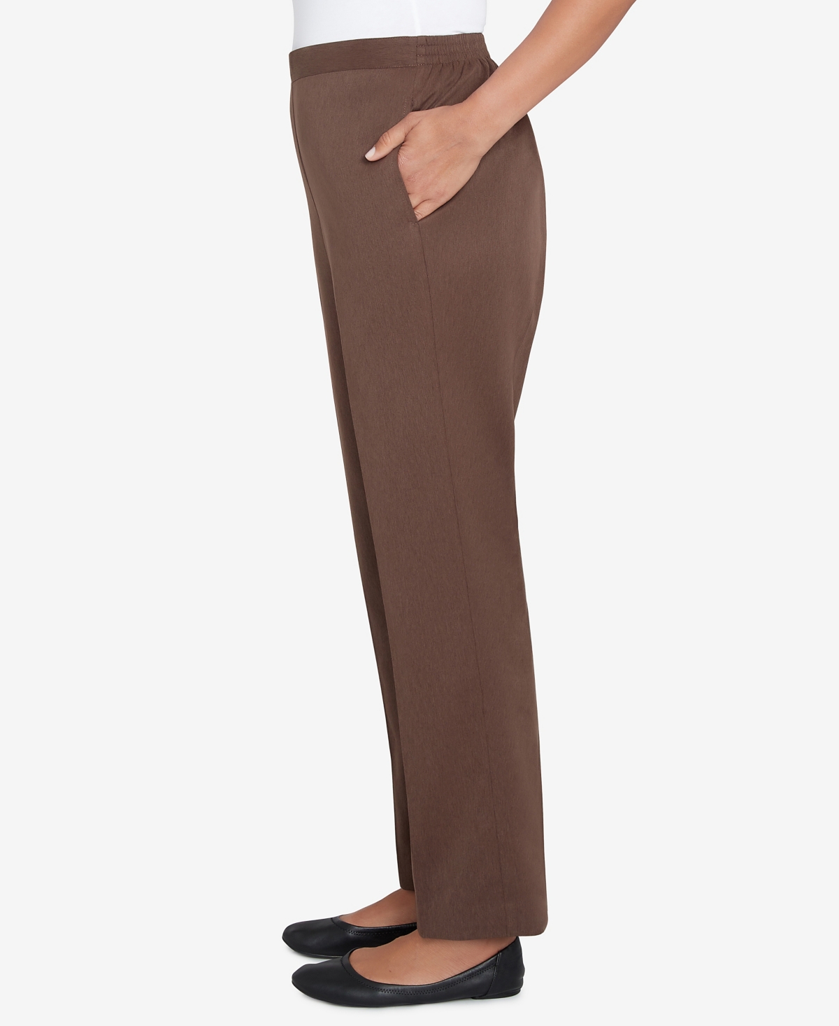 Alfred Dunner Plus Womens High Rise Heathered Straight Leg Pants In Chocolate