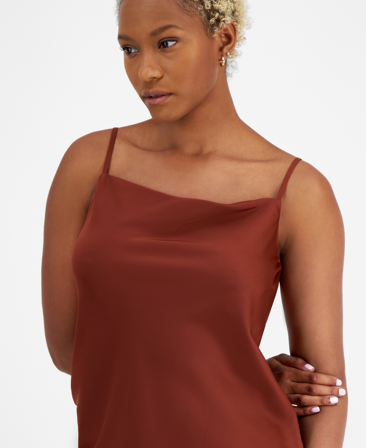 Bar Iii Women's Cowlneck Camisole, Created For Macy's In Pecan