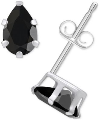 Macy's - Onyx Pear Solitaire Six Prong Stud Earrings in 14k Gold