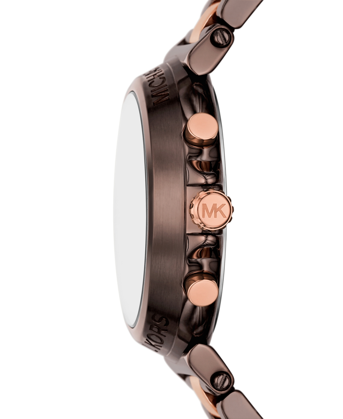 Michael Kors Women's Maren Chronograph Chocolate And Rose Gold-tone Stainless Steel Watch 40mm In Two-tone