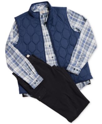 Flannel Shirt, Quilted Vest & Cargo Pants