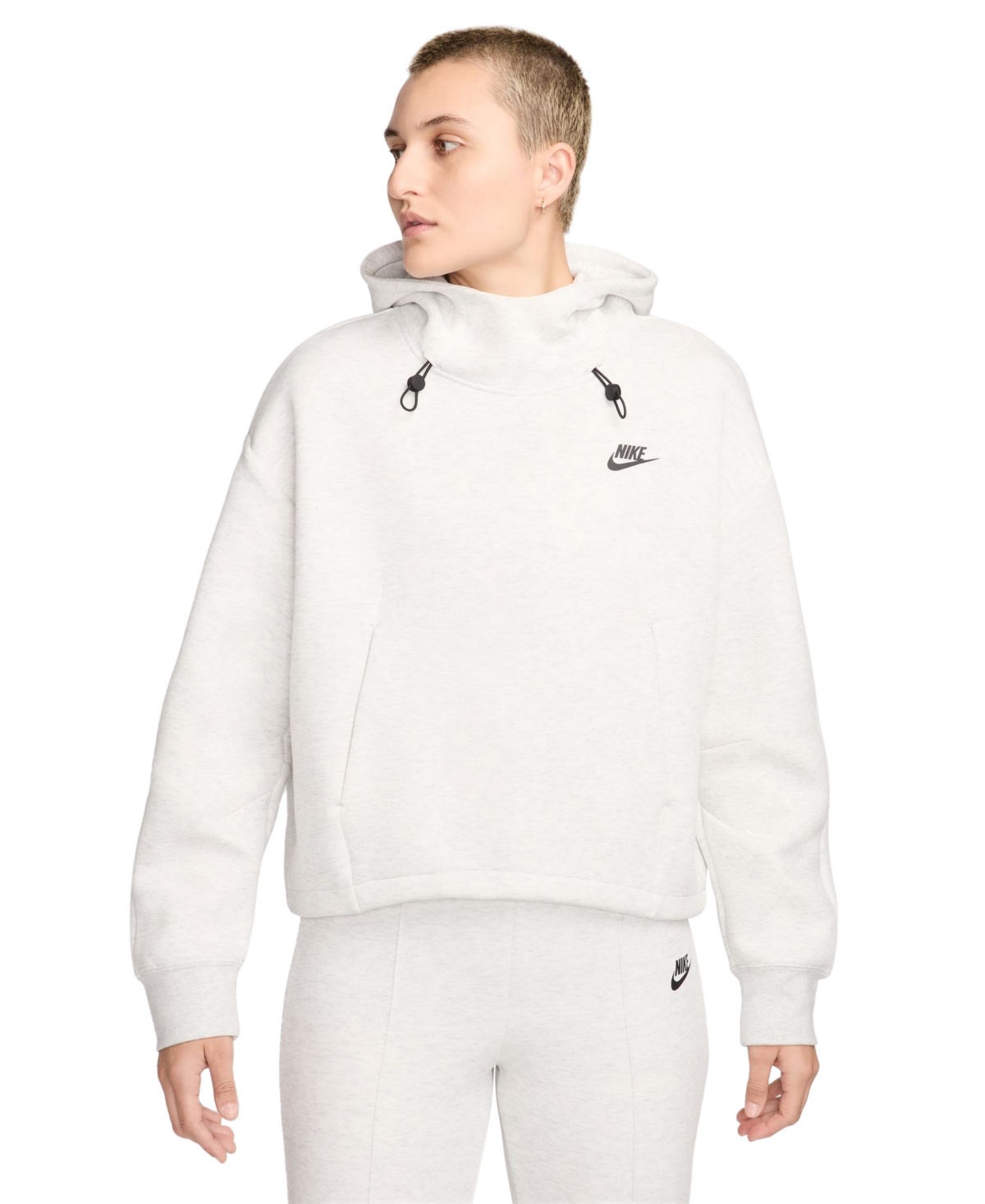 Nike Women's  Sportswear Tech Fleece Oversized Hoodie In Ltgrey,bla