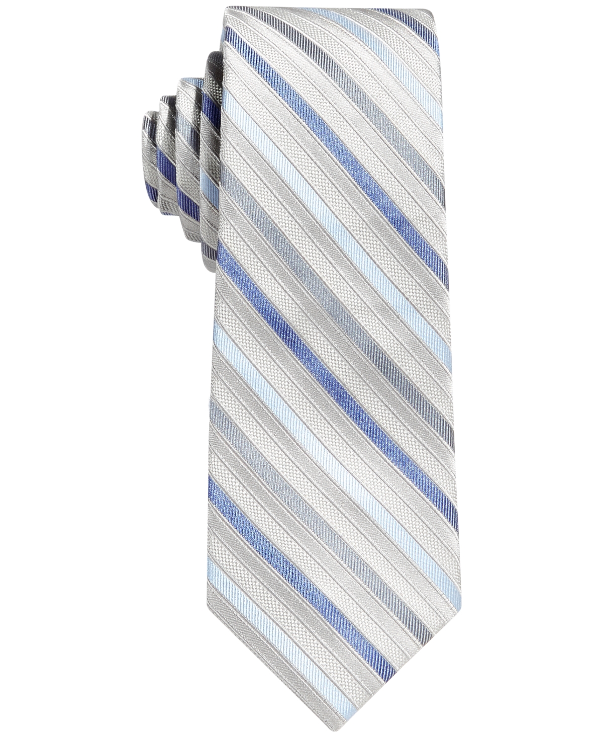 Calvin Klein Big Boys Gemstone Striped Zipper Necktie In Silver