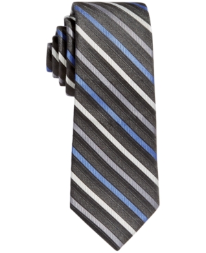 Calvin Klein Big Boys Gemstone Striped Zipper Necktie In Black