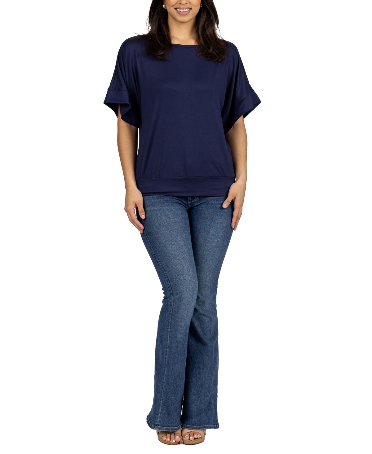 Loose Fit Dolman with Wide Sleeves Top - Mocha