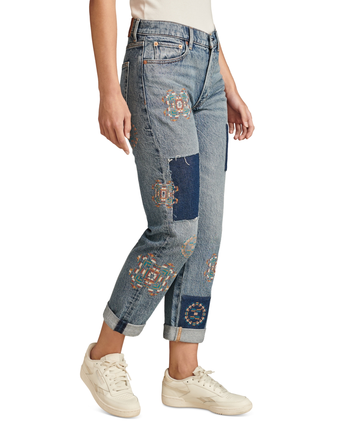 Lucky Brand Women's Mid-Rise Patchwork-Detail Jeans