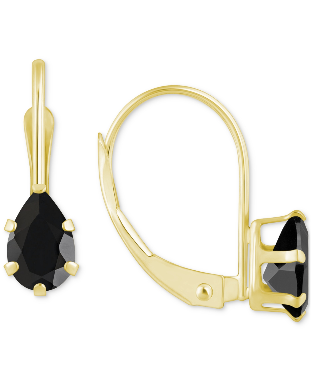 Onyx Pear-Cut Solitaire Leverback Earrings 10k Gold