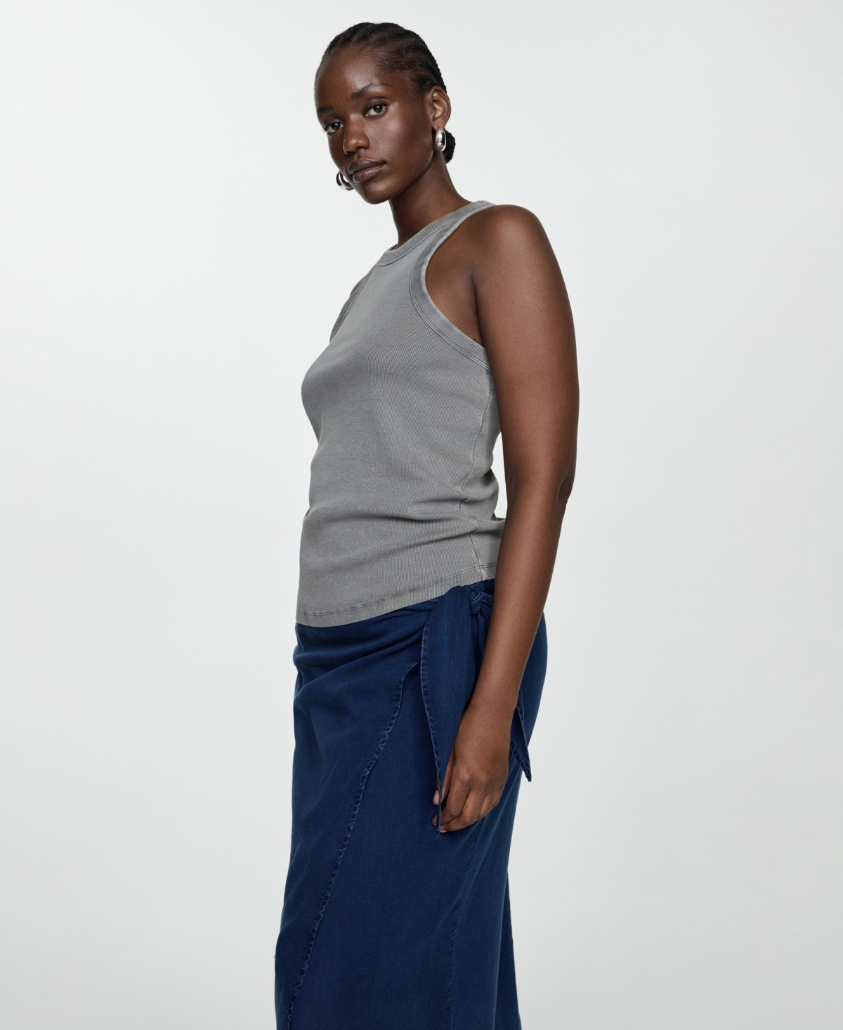 Mango Women's Lyocell Sarong Skirt In Dark Blue