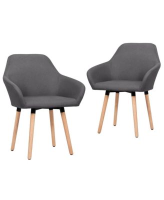 Dining Chairs 2 pcs Dark Gray Fabric