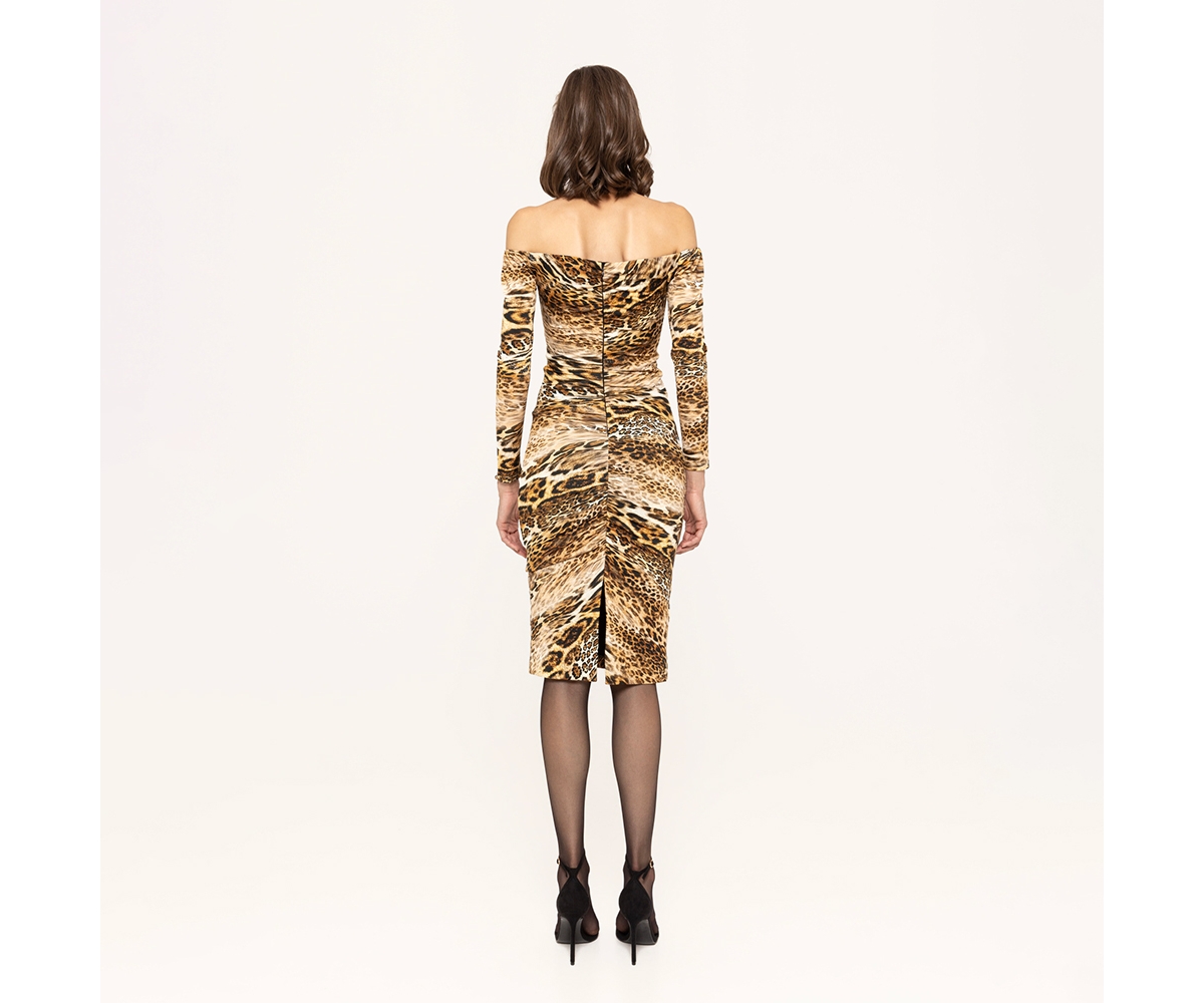 Nissa Women's Leopard-Print Off-Shoulder Midi Dress