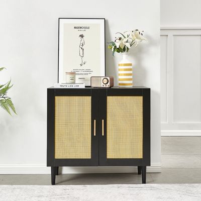 Modern Sideboard Cabinet with Unique Rattan Doors