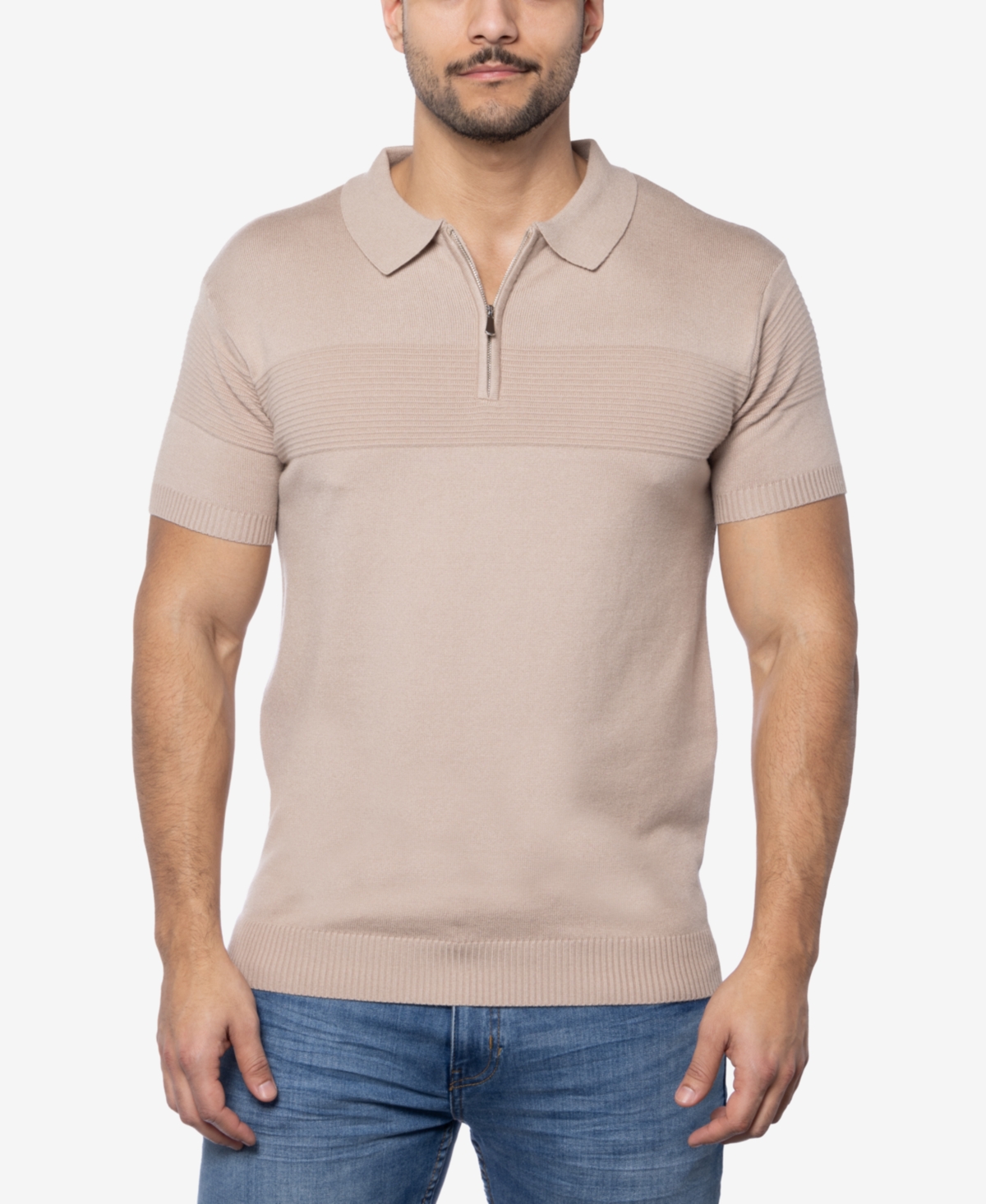 Spring + Mercer Men's Ottoman Texture Ss Polo Sweater