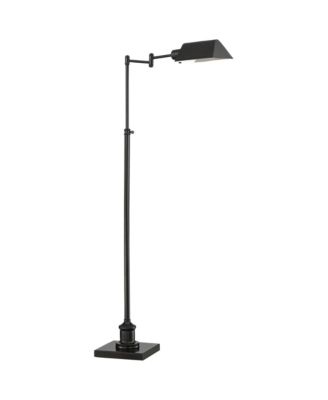 Industrial Adjustable Swing Arm Pharmacy Floor Lamp with USB Charging Port 54" Tall Dark Bronze Living Room Reading