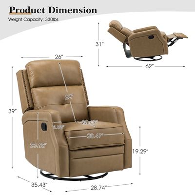  Beatriz 28.74" Wide Genuine Leather Swivel Rocker Recliner