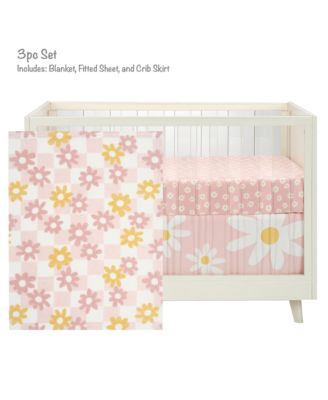 Daisy Dreams 3-Piece Pink/White Baby Nursery Crib Bedding Set