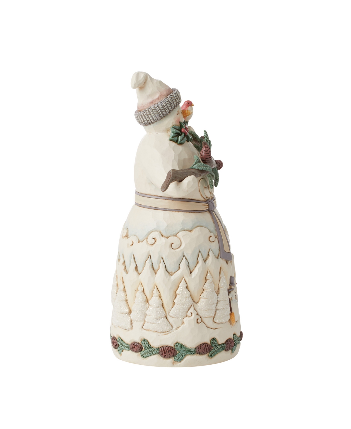 Jim Shore White Woodland Snowman With Pine Garland Figurine In Multi