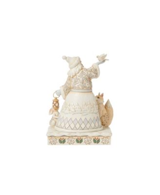 White Woodland Santa Holding Dove Figurine