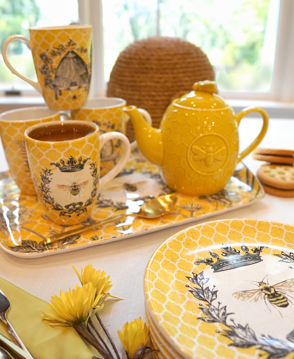 Certified International French Bees Set Of 4 Mugs In Miscellaneous