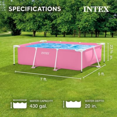 84" x 23.62" Outdoor Rectangular Frame Above Ground Swimming Pool, Pink