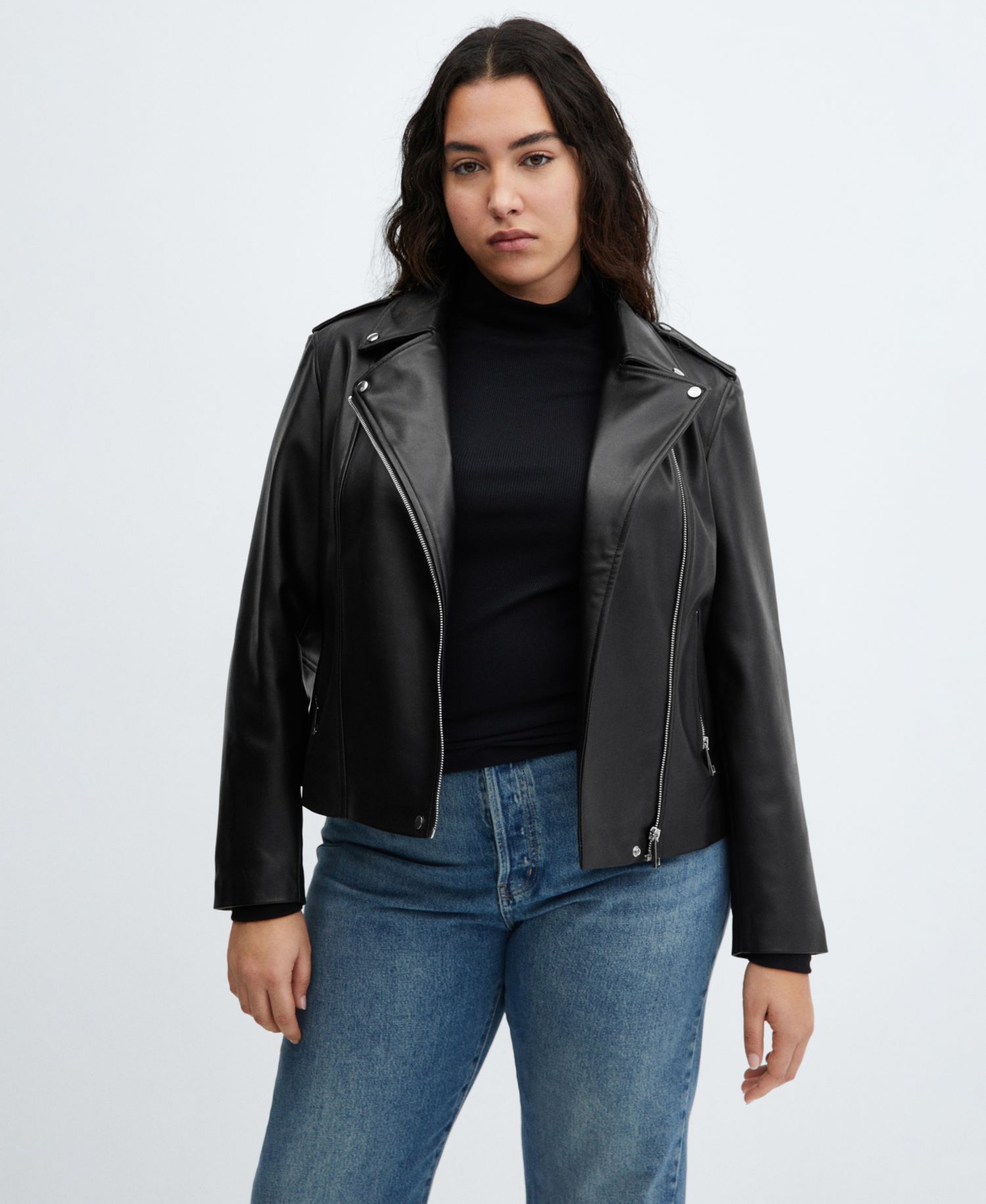 Women's Faux-Leather Biker Jacket