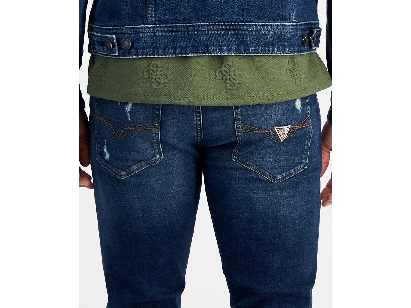 Мужские джинсы GUESS Destroyed Slim Tapered Fit, цвет: Варёный — фото 6