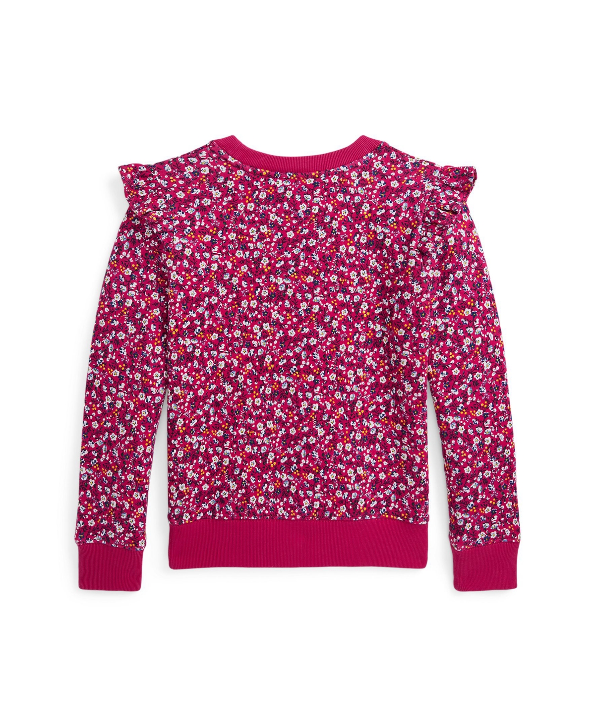 Polo Ralph Lauren Big Girls Floral Ruffled Fleece Sweatshirt - PREPPY PINK