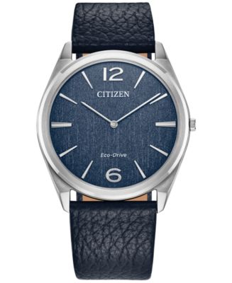 Citizen Eco Drive Unisex Blue Leather Strap Watch 38mm Macy s