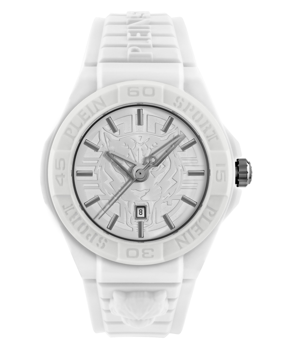 Мужские куртки Plein Sport Men's New Fearless 3 Hand Date Quartz White Silicone Strap 46mm — фото 2