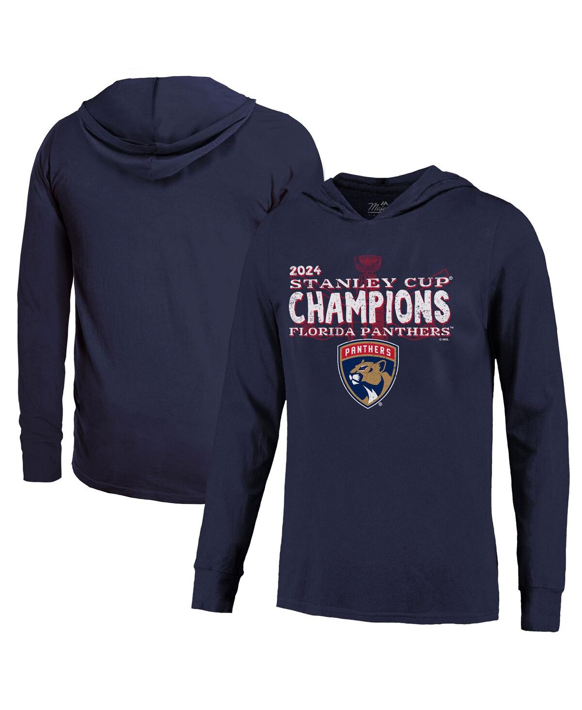 Men's Navy Florida Panthers 2024 Stanley Cup Champions Softhand Long Sleeve Pullover Hoodie - Navy