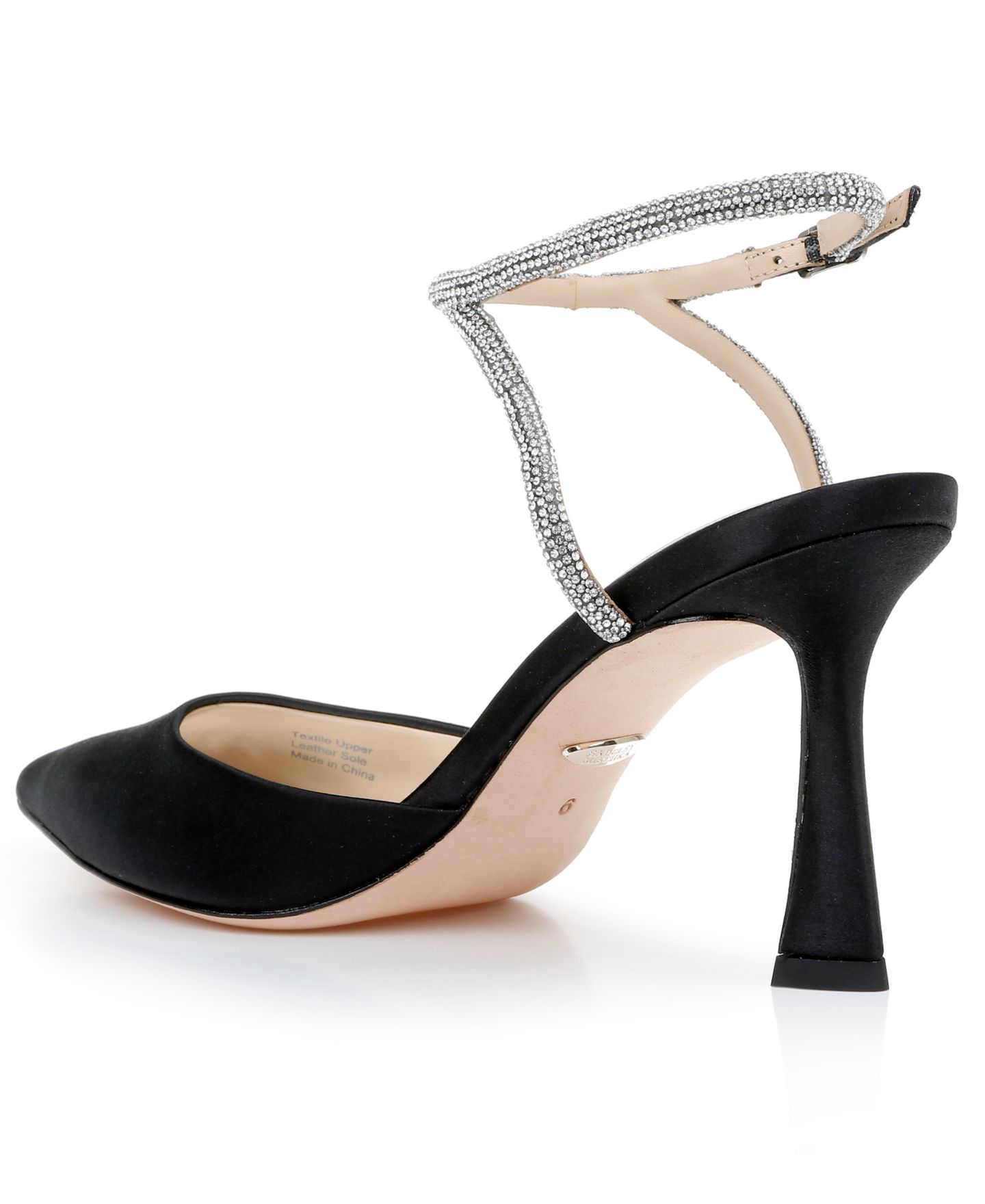 Женские туфли Badgley Mischka Kamilah Ankle Strap Evening Pumps, цвет: Чёрный атласный — фото 3