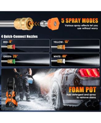 3000PSI Max 2.4 GPM Electric Pressure Washer with 4 Nozzles, Foam Cannon & Spray Gun