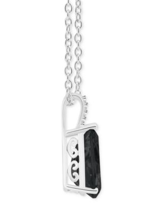 Labradorite & Diamond Accent Pear 18" Pendant Necklace in Sterling Silver (Also in Onyx)