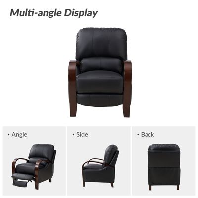 Alex Mid Century Modern Genuine Leather Manual Recliner