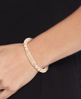 Beaded Stainless Steel Logo Stretch Bracelet